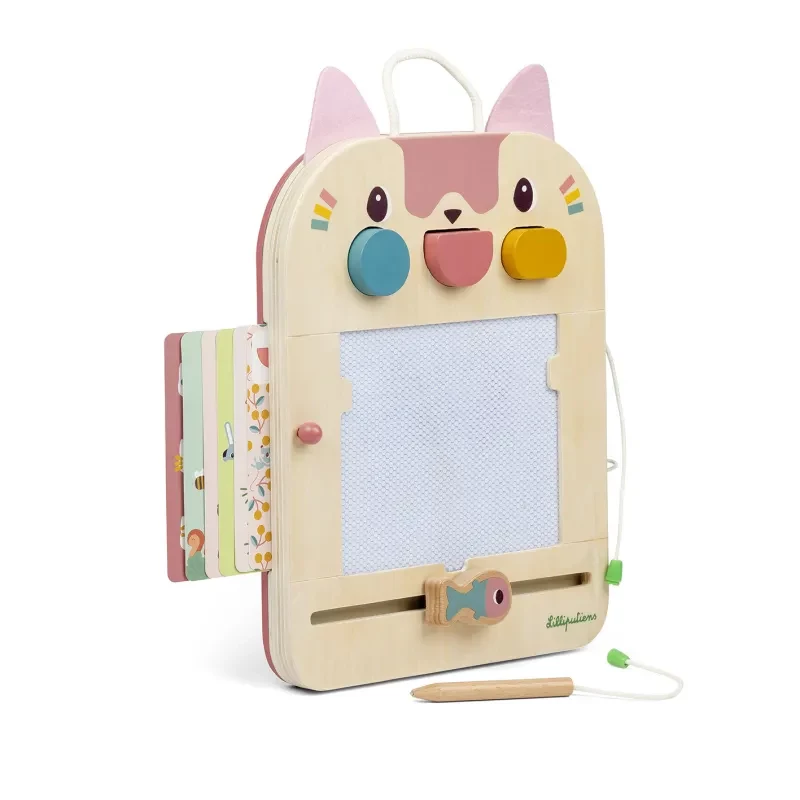 Lilliputiens Wooden Magnetic Drawing Board – Jeanne the Cat 18m+
