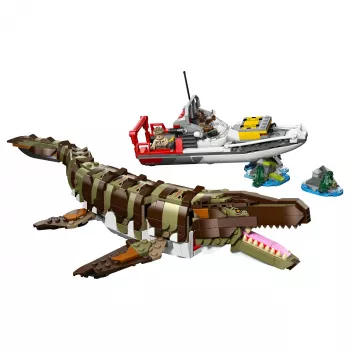 LEGO Jurassic World 76974 Misija laive ir mozazauro modelis