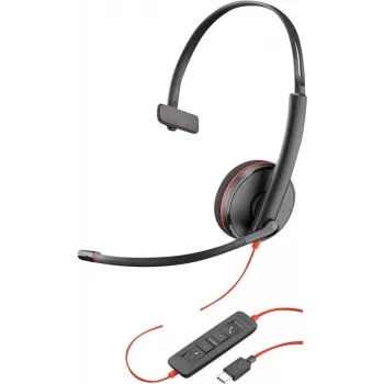 Poly Blackwire C3210 USB-C – 3200 Series – Pridedamas ausinis monofoninis ausinių rinkinys su triukšmo slopinimo mikrofonu – Juoda