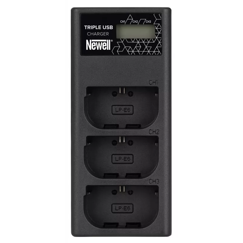 Newell CD-USB-C Triple-Channel Įkroviklis, skirtas Canon LP-E6 baterijoms