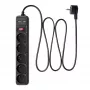 Akyga AK-SP-05U ilgintuvas su apsauga nuo viršįtampių, 5 CEE 7/5 (E tipo) lizdai, 2x USB-A, 1,8 m, juodas