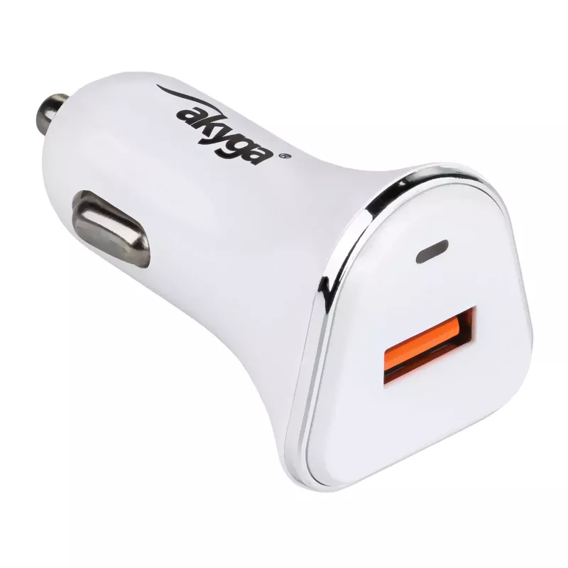 Akyga AK-CH-07 Automobilinis įkroviklis 12/24V 18W USB-A Quick Charge 3.0 5-12V / 1.5-3A Baltas