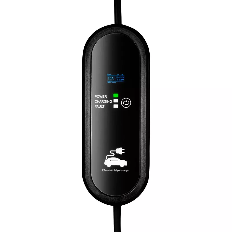 Akyga AK-EC-20 nešiojamas elektromobilio įkroviklis, Type 2, UK kištukas (BS 1363), vienfazis, 13 A, 3 kW, LCD, 5 m