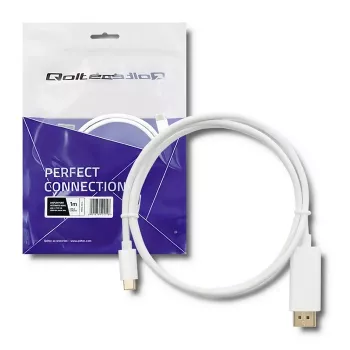 Qoltec USB 3.1 Type-C Male to HDMI Type A Male Adapter Cable, 4K, Alternate Mode, 1m, Black