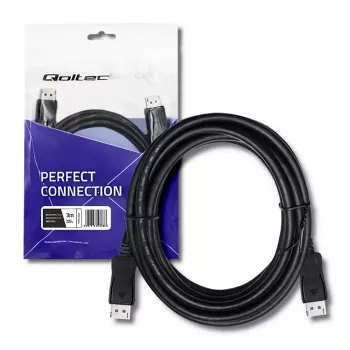 Qoltec DisplayPort 1.4 laidas, vyriškas–vyriškas, 3 m, 8K, juodas