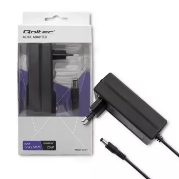 Qoltec AC/DC Power Adapter 25W 5V 5A 5.5x2.5mm EU Plug Black