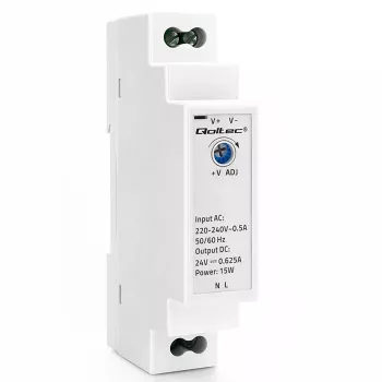 Qoltec DIN Rail maitinimo šaltinis 15W 24V 0,625A pilkas