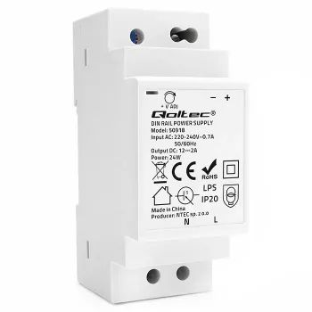 Qoltec DIN Rail Power Supply 24W 12V 2A pilkas