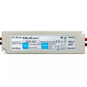 Qoltec LED Switching Power Supply 36W 12V 3A IP67 Waterproof