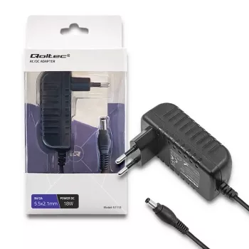 Qoltec Power Adapter 18W 9V 2A 5.5x2.1mm EU Plug Black