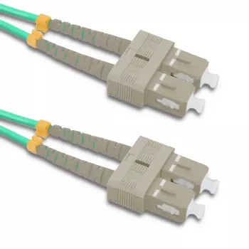 Qoltec SC/UPC to SC/UPC Duplex Multimode OM4 Fiber Optic Patch Cable, 5m, Aqua