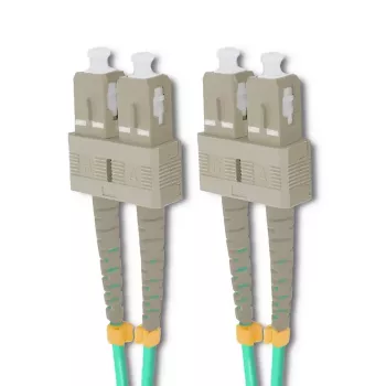 Qoltec SC/UPC to SC/UPC Duplex Multimode OM4 Fiber Optic Patch Cable, 5m, Aqua