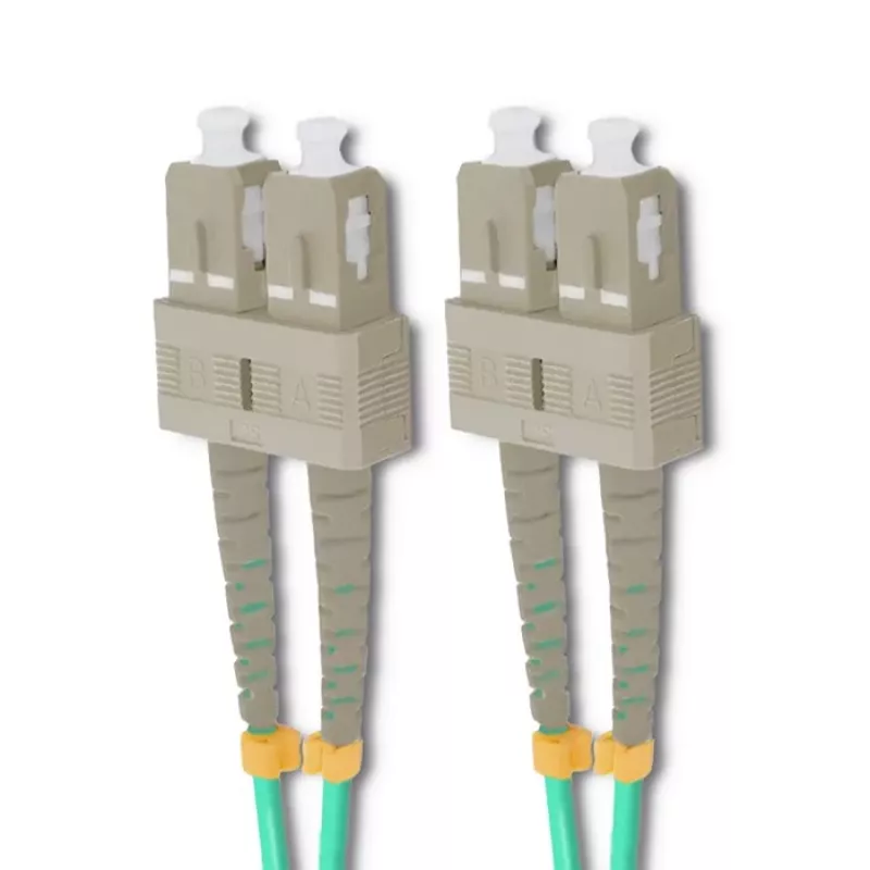 Qoltec SC/UPC to SC/UPC Duplex Multimode OM4 Fiber Optic Patch Cable, 5m, Aqua
