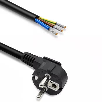 Qoltec maitinimo laidas su kampuotu SCHUKO CEE 7/7 kištuku, vario laidininkai 3x1,50 mm², 5 m, juodas