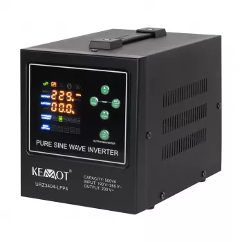 KEMOT PROsinus-500-LFP4 Nepertraukiamo maitinimo šaltinis su gryno sinuso inverteriu ir įkrovikliu 12V 230V 500VA/300W