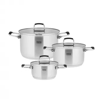 TEESA COOK PRIME 6 dalių puodų rinkinys, nerūdijantis plienas, tinka indukcijai