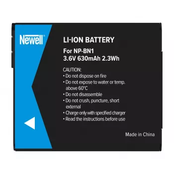 Newell keičiamoji baterija NP-BN1, skirta Sony fotoaparatams, 630 mAh, 3,7 V, ličio jonų, juoda