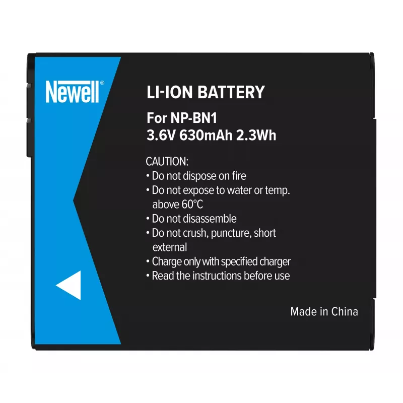 Newell pakaitinė baterija NP-BN1 Sony fotoaparatams, 630mAh, 3.7V, ličio jonų, juoda
