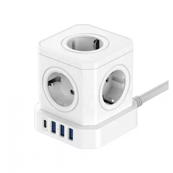 Newell GaN Power Cube 9w1 White Power Strip with USB Charger