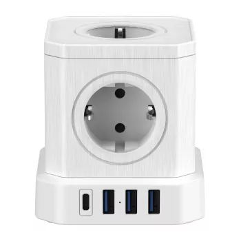 Newell GaN Power Cube 9w1 White Power Strip with USB Charger