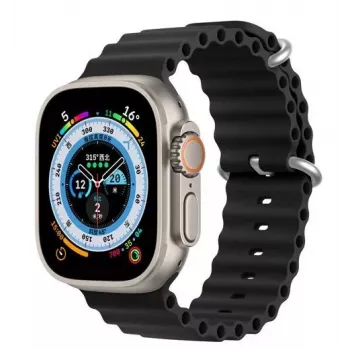 Dux Ducis Silicone Watch Strap, skirta Apple Watch 8/7/6/5/4/3/2/SE (38/40/41 mm) – juoda