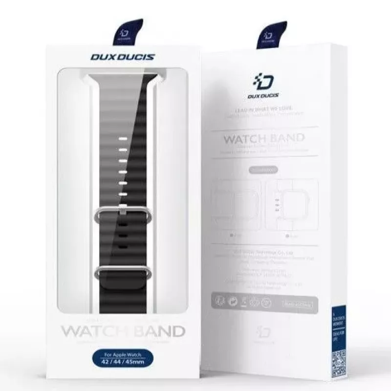 Dux Ducis Silicone Watch Strap, skirta Apple Watch 8/7/6/5/4/3/2/SE (38/40/41 mm) – juoda