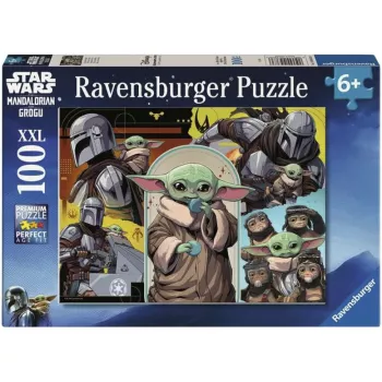 Ravensburger vaikų dėlionė „Žvaigždžių karai – Mandalorianas ir Grogu“ (100 detalių)