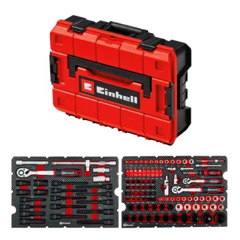 EINHELL-KWB E-Case Tool Case KFZ, 121 dalių (Juoda/Raudona, su įrankių rinkiniu automobilių mėgėjams)