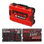 EINHELL-KWB E-Case Tool Case KFZ, 121 dalių (Juoda/Raudona, su įrankių rinkiniu automobilių mėgėjams)