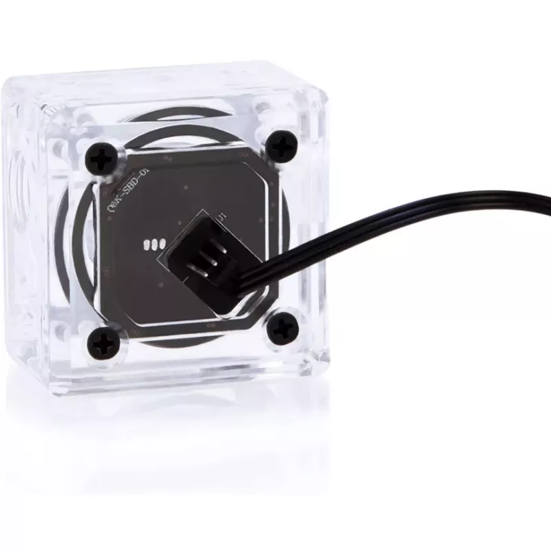 Alphacool Eisfluegel Aurora HighFlow aušinimo skysčio srauto indikatorius su tachometro signalu (permatomas)