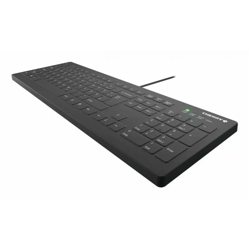 CHERRY Contour Design Active Key AK-C8112 pilno dydžio laidinė USB klaviatūra su žirkliniais jungikliais, QWERTY išdėstymas, juoda