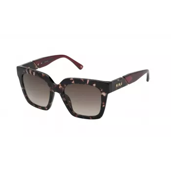 Nina Ricci SNR3185201GQ moteriški akiniai nuo saulės - juodas acetato rėmas su pilkais gradientiniais lęšiais, 52 mm