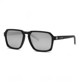 PHILIPP PLEIN SPORT vyriški akiniai nuo saulės SSP030 - 59/17/145 mm, juodas acetato rėmelis, pilki lęšiai, UV400 apsauga