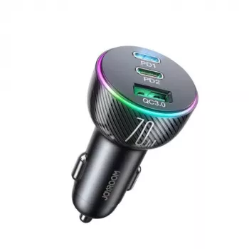 Joyroom 3-in-1 automobilinis įkroviklis su Bluetooth FM siųstuvu, 70W PD, juodas (JR-CL26) | Kur.lt