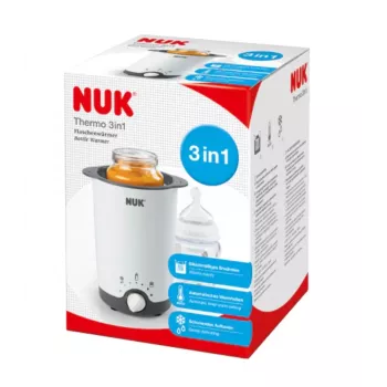 NUK Thermo 3-in-1 buteliukų ir maisto šildytuvas su garų technologija, baltas/juodas, 7,6 cm kamera