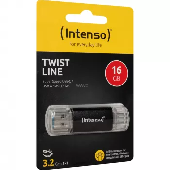 INTENSO Twist Line 16 GB USB Flash Drive Anthracite/Transparent USB-A 3.2 Gen 1 USB-C 3.2 Gen 1