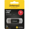 INTENSO Twist Line 16 GB USB Flash Drive Anthracite/Transparent USB-A 3.2 Gen 1 USB-C 3.2 Gen 1