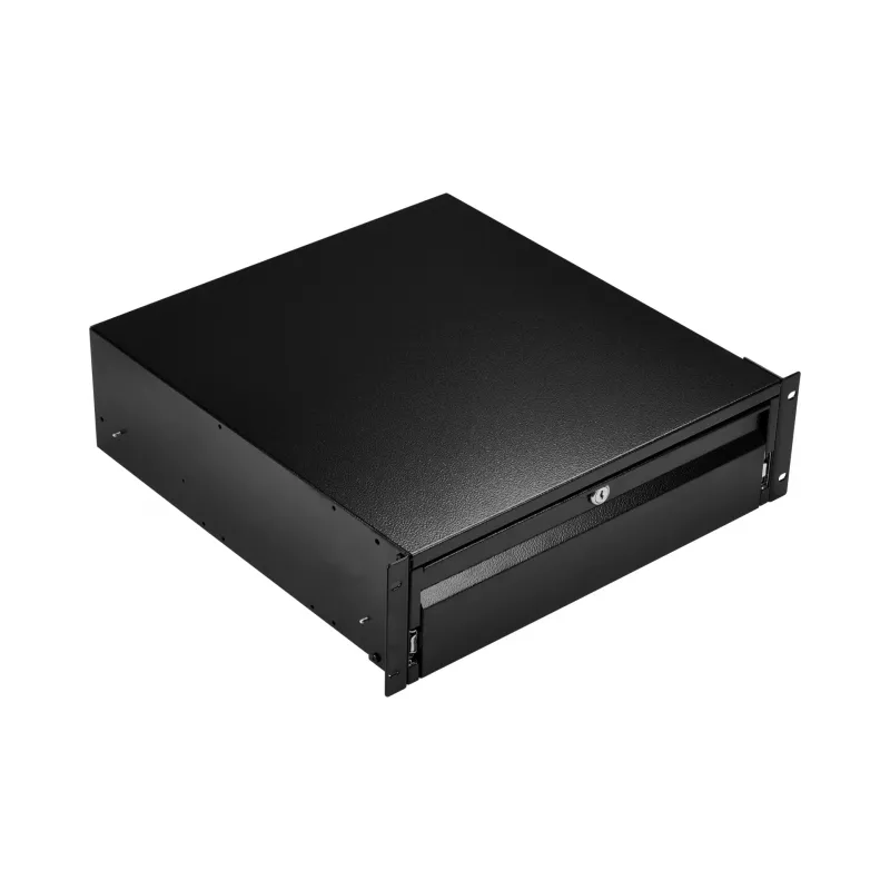 EFB-Elektronik 19 inch 3U Keyboard/Document Drawer, Lockable, RAL 9005 Jet Black