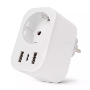 ENTAC Smart WiFi Plug 1x Schuko su 2x USB-A ir 1x USB-C, balta