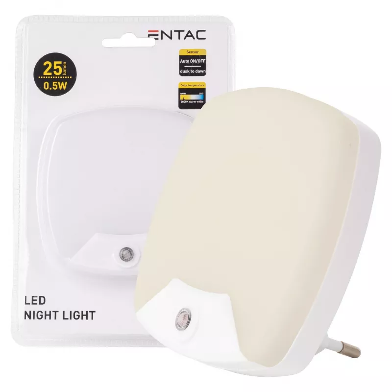 ENTAC Night Light 0,5W Square Warm White su prieblandos jutikliu