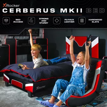 XROCKER Gaming & Racing viengulė lova 90x190cm raudonos spalvos dirbtinė oda