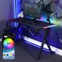 X Rocker Lumio RGB Gaming Stalas su LED Apšvietimu ir Pelės Kilimėliu