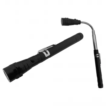 ENTAC EFL-1W-FLEX-ALU 1W LED žibintuvėlis su teleskopiniu kaklu, aliuminis, juodas