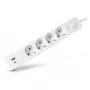 ENTAC Power Strip 4-Way su 1x USB-A ir 1x USB-C, 1,5 m, balta