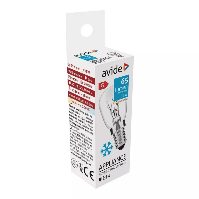 Avide Halogen Light Bulb 65lm 15W E14 Warm White 3000K C35 Candle