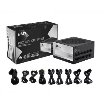 MSI PRO A1000PL PCIE5 1000W 80 PLUS Gold Fully Modular ATX 3.0 maitinimo blokas