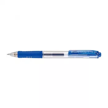 Pentel Hybrid Gel Grip Retractable Gel Pen - Blue Ink - 0,7 mm Medium Point - Metal Clip - Transparent Blue Barrel