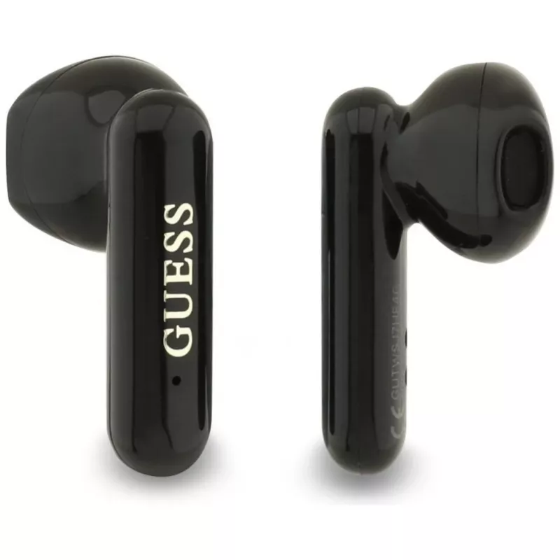 Guess 4G Metal Logo True Wireless Stereo Bluetooth Earbuds su Įkrovimo Dėklu (Juoda)