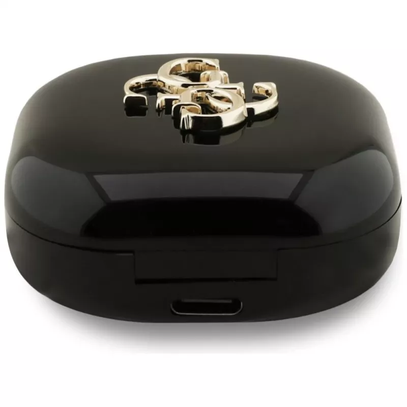 Guess 4G Metal Logo True Wireless Stereo Bluetooth Earbuds su Įkrovimo Dėklu (Juoda)
