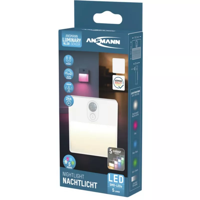 ANSMANN NL5R LED naktinė šviesa su prieblandos jutikliu, balta, 7,0 cm, 1 vnt. (1600-0481)